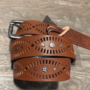 Catchfly Genuine Leather,hammered stud,laser cutout,removable pewter tone buckle